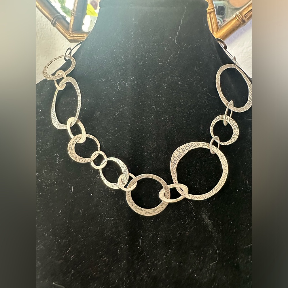 Artist made 925 sterling silver circles bubbles chain necklace OOAK
